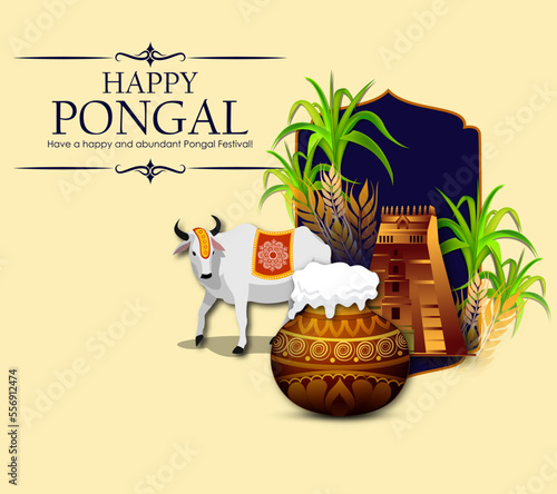South Indian Festival Pongal Background Template Design Vector Illustration Happy Pongal Holiday Harvest Festival of Tamil Nadu 