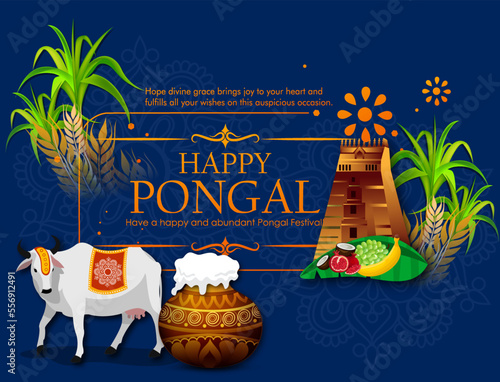 South Indian Festival Pongal Background Template Design Vector Illustration Happy Pongal Holiday Harvest Festival of Tamil Nadu 