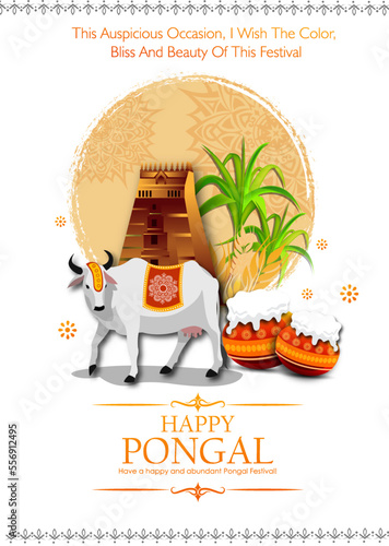 South Indian Festival Pongal Background Template Design Vector Illustration Happy Pongal Holiday Harvest Festival of Tamil Nadu 