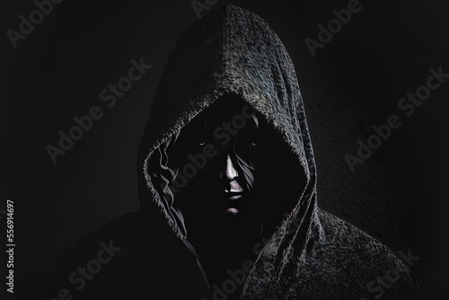 a hooded figure in the night hiding their identity. Generative AI