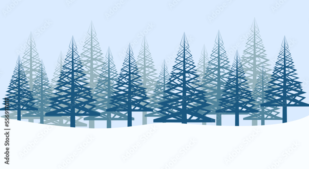 Christmas. Abstract vector illustration. Winter landscape, snowy forest