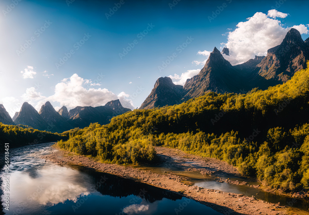 landscape mountain with clear sky and forest good for background