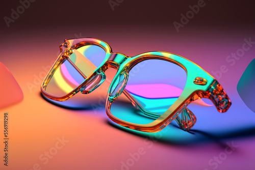 plain eyeglasses made of abstract bright shapes. Generative AI