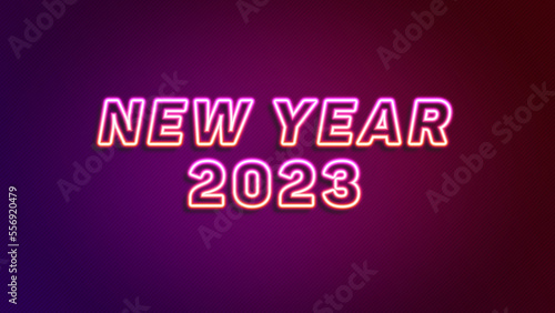 Happy New Year 2023 Editable Neon Text Effect Vector Illustration. Suitable for Greeting Card, Wallpaper, Flyer, Background, Banner, Frame, Poster, Template