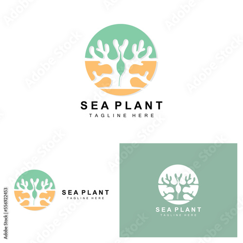 Fototapeta Naklejka Na Ścianę i Meble -  Seaweed Logo, Sea Plants Vector Design, Grocery And Nature Protection