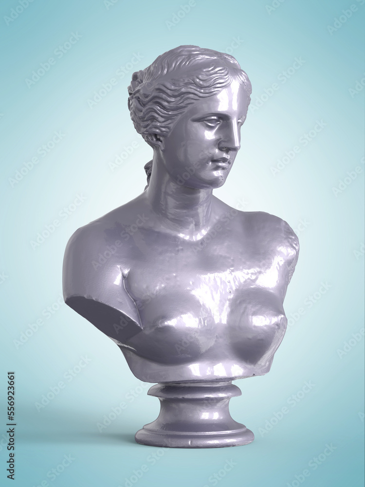 Obraz premium Statue of Venus de Milo. Creative concept colorful neon image with ancient greek sculpture Venus. 3D illustration