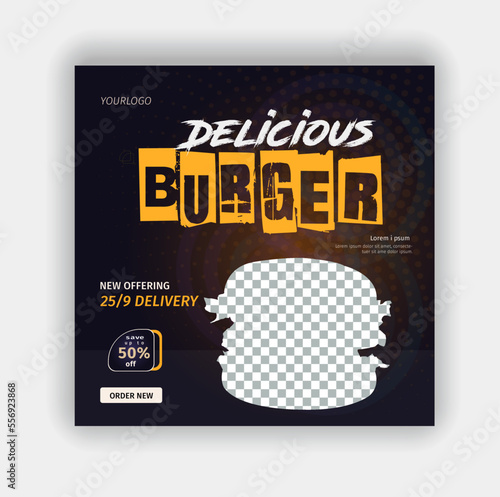 food burger social media post design template