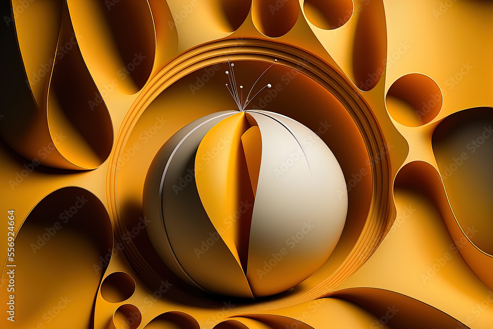 backdrop with an abstract yellow sphere. Generative AI