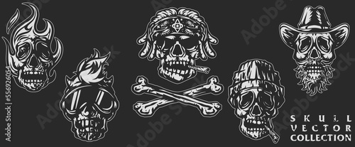 Trending Skull Bundles: Isolated Vector Illustrations for Streetwear, Merchandise, Fashion, and Stickers