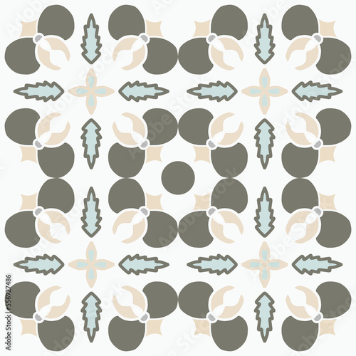 Portuguese vector tiles pattern, Lisbon seamless black and white tile design, Azulejos vintage geometric ceramics