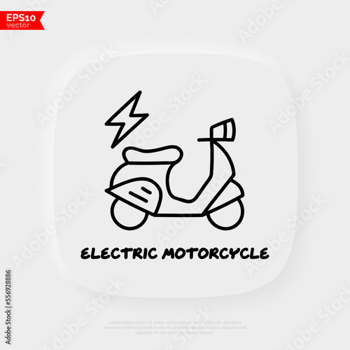 Electric motorcycle doodle icon. Transport. Vector illustration.