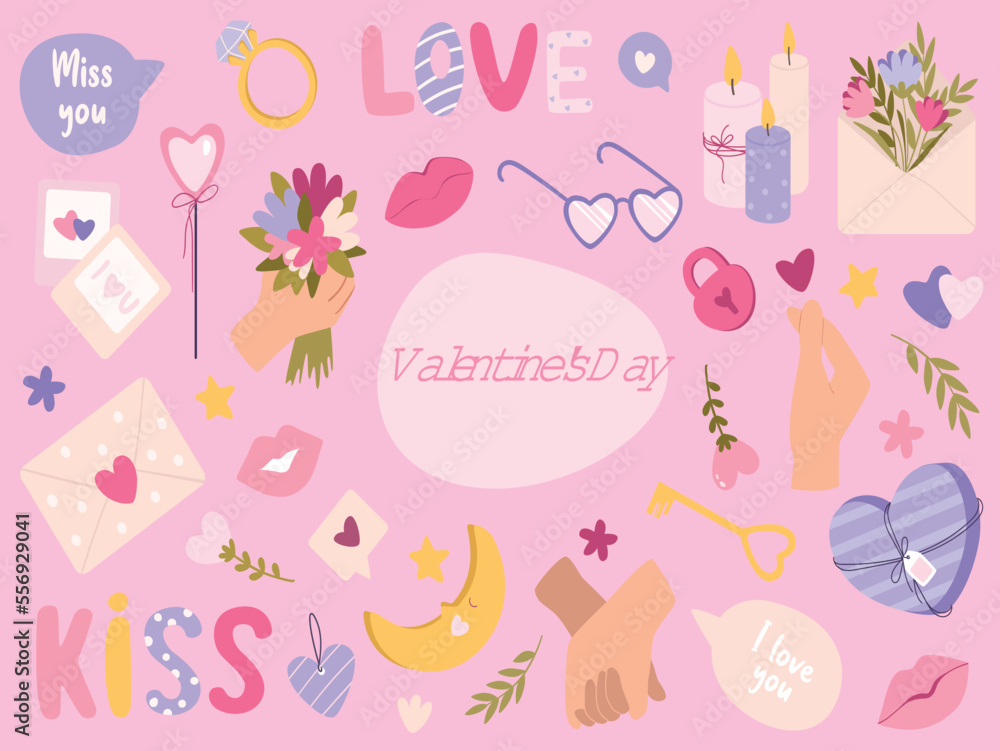 Valentine's day isolated elements set Valentine's day isolated elements set