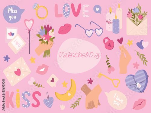 Valentine's day isolated elements set