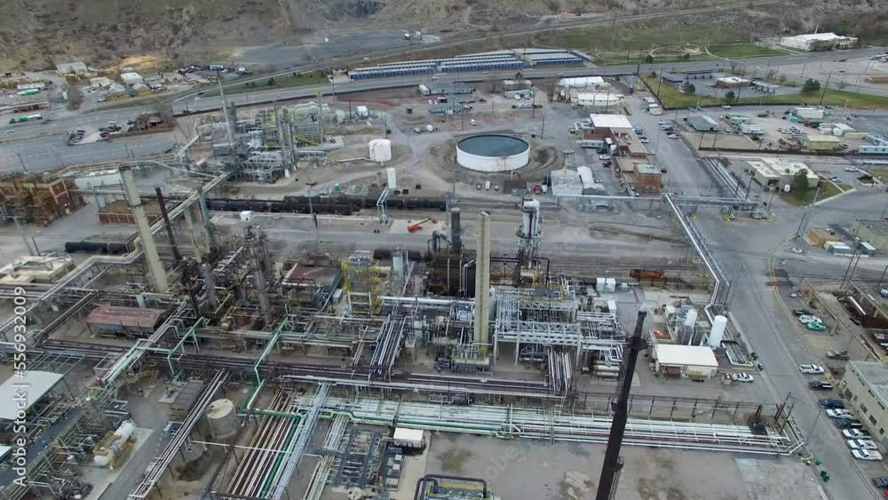 Drone shot of a gas processing facility in Utah. Drone shot of a gas processing facility in Utah.