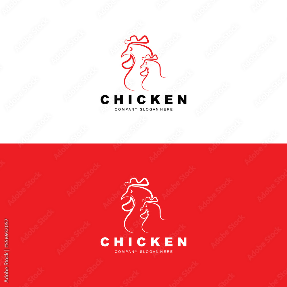 Chicken Logo, Farm Animal Vector, Design For Chicken Farm, Fried Chicken Restaurant, Cafe Chicken Logo, Farm Animal Vector, Design For Chicken Farm, Fried Chicken Restaurant, Cafe