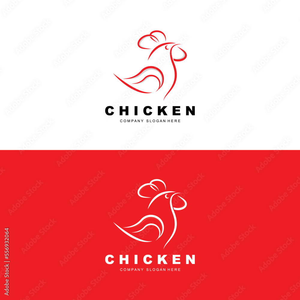 Chicken Logo, Farm Animal Vector, Design For Chicken Farm, Fried Chicken Restaurant, Cafe Chicken Logo, Farm Animal Vector, Design For Chicken Farm, Fried Chicken Restaurant, Cafe