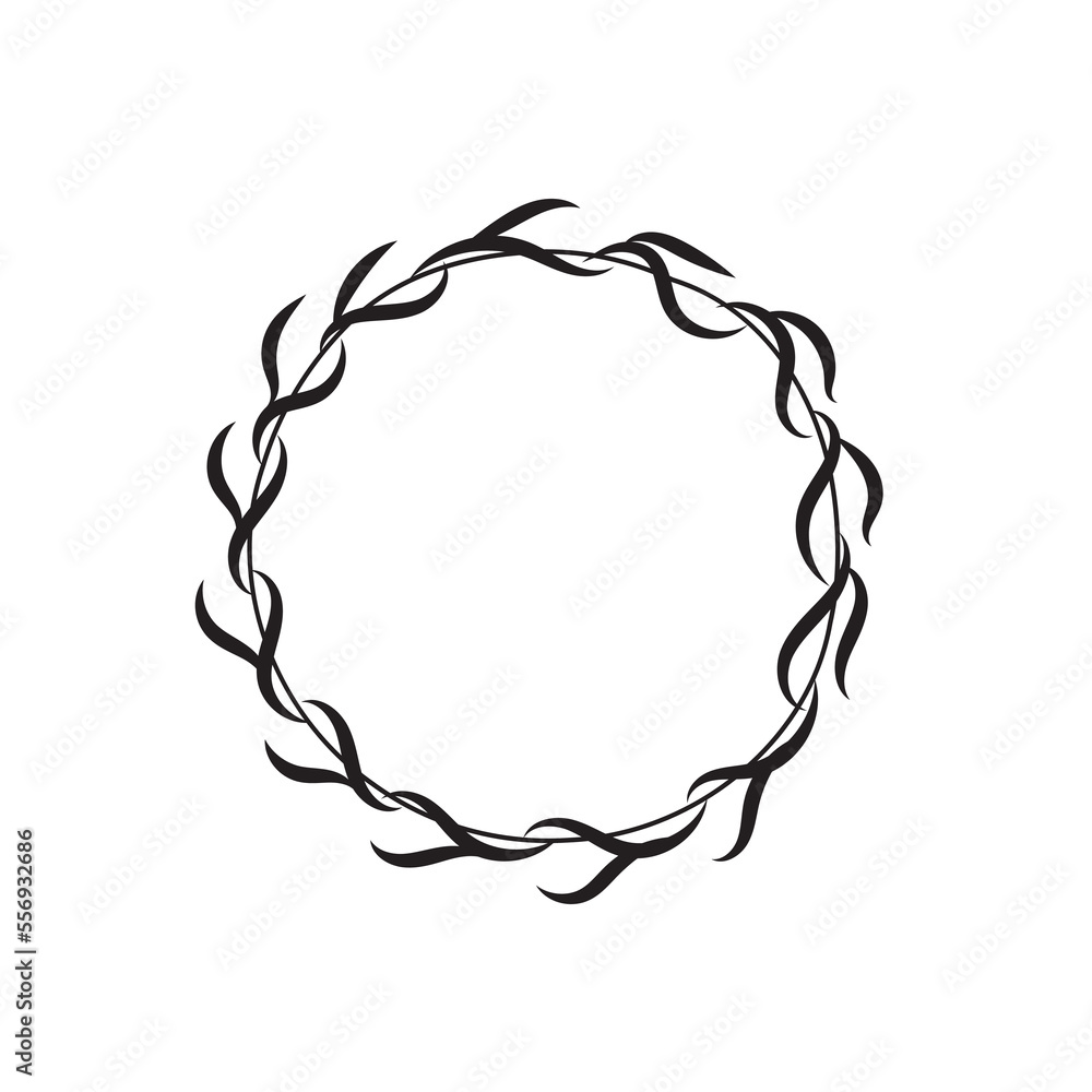 Artistic floral round frame flat design art decoration vector illustration.