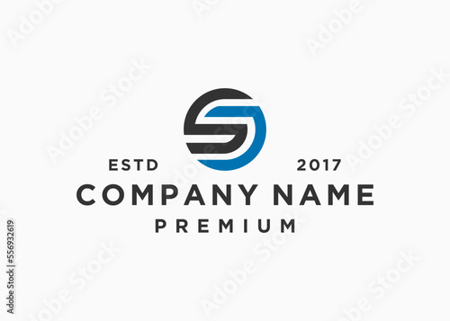 letter sj circle logo design vector illustration template