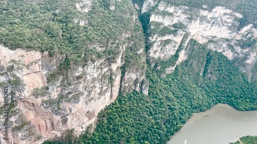 shot of the sumidero canyon and the river that crosses it photo