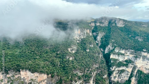 shot of sumidero canyon with storm clouds passing quickly and high humidity in chiapas photo
