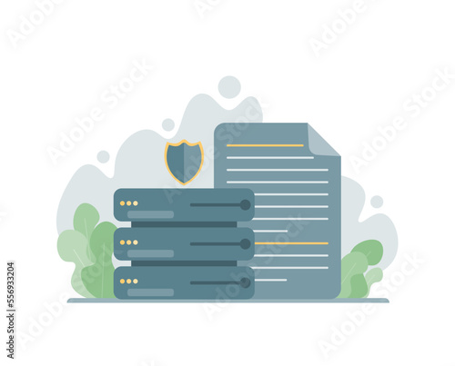 Database developer, illustration concept, Virtual cloud server. Cartoon minimal style.