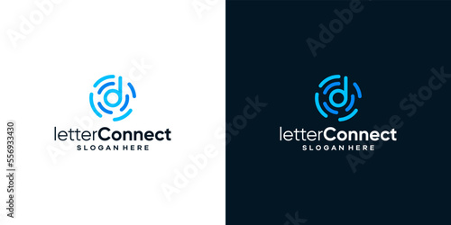 Connected circle shape logo design template with initial letter d graphic design illustration. icon, symbol, creative.