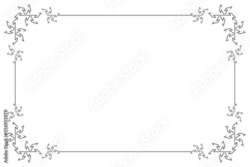 Rectangle of frame border vector. Design decorative corner of lines black on white background. Design print for illustration, card, certificate, background. Set 44
