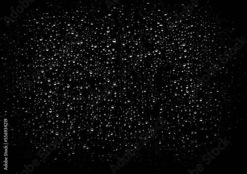 Fotografiet Black wet background, Raindrops for overlaying on window