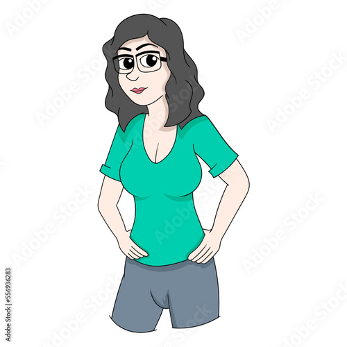 beautiful woman wearing glasses with beautiful and sensual face