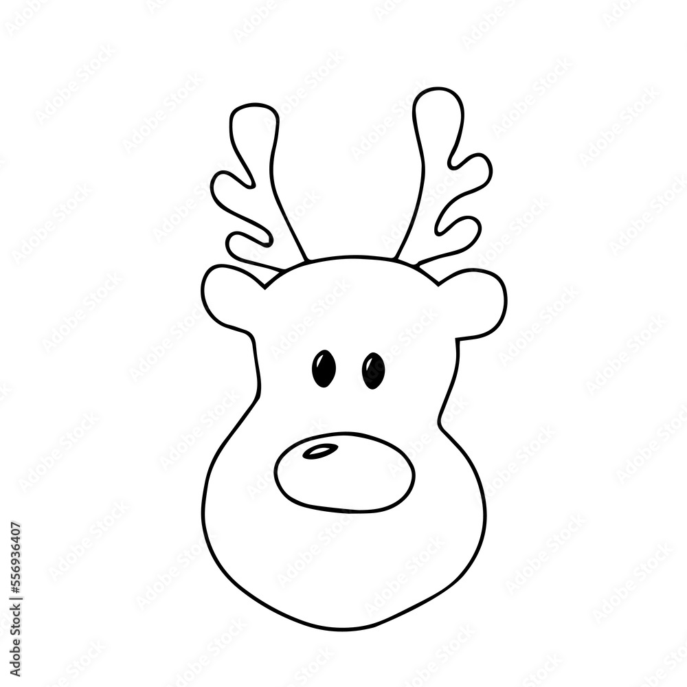 Black outline hand drawing vector illustration of deer for Christmas and New year decoration isolated on a white background Black outline hand drawing vector illustration of deer for Christmas and New year decoration isolated on a white background
