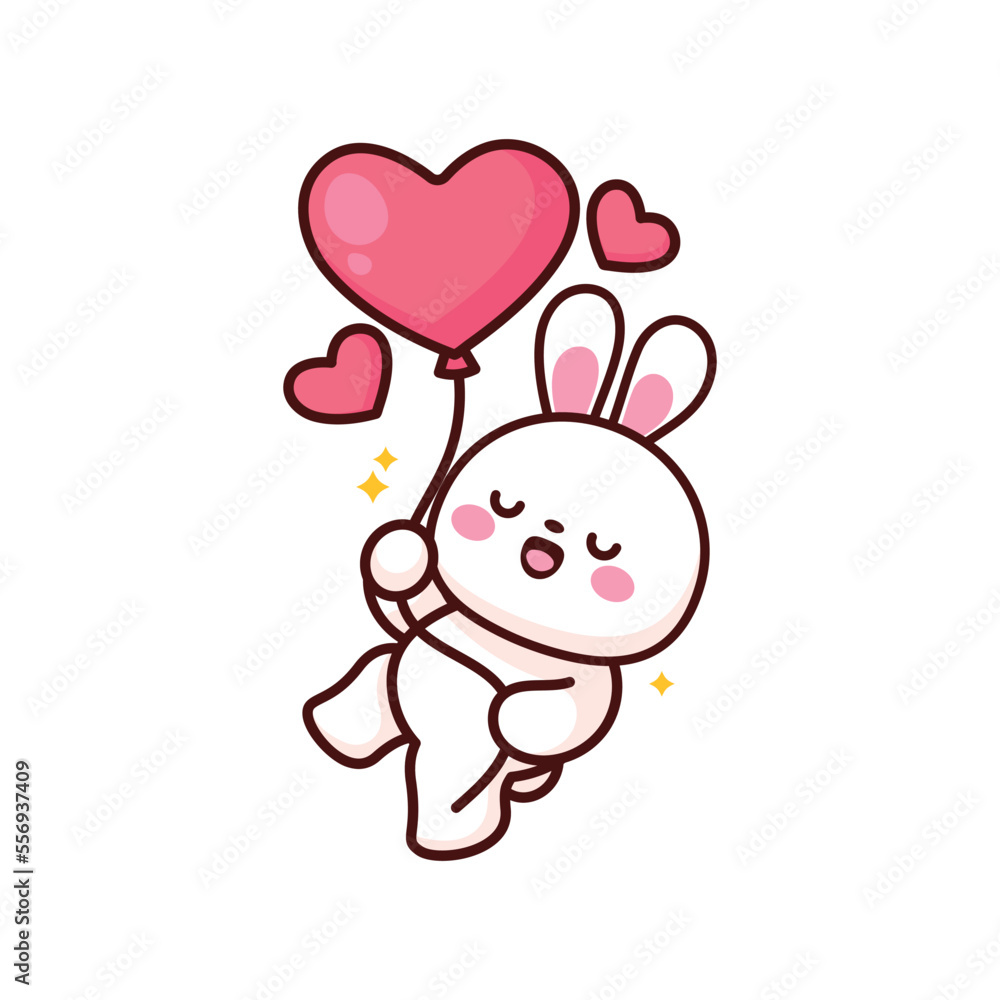 Valentine's day illustration with kawaii bunny