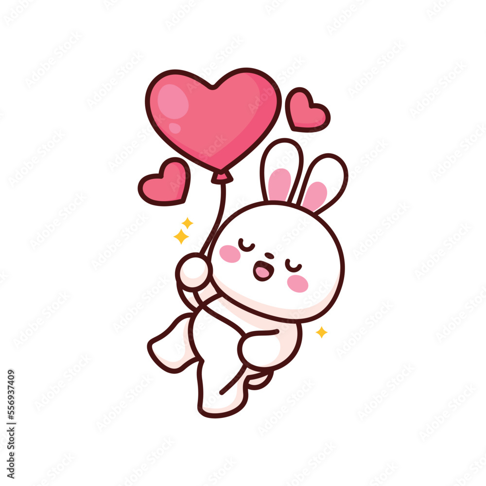 Valentine's day illustration with kawaii bunny Valentine's day illustration with kawaii bunny