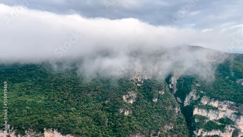 shot of Sumidero Canyon with storm clouds passing quickly photo