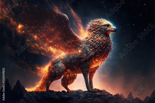 A mythical ancient griffin created with Generative AI technology photo