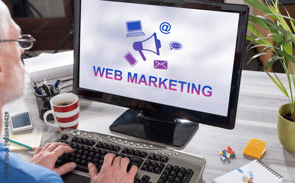 Web marketing concept on a computer Web marketing concept on a computer