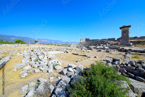View of the ancient city of Xanthos. Xanthos is an ancient city located in the village of Kınık in Kaş, Antalya city center.