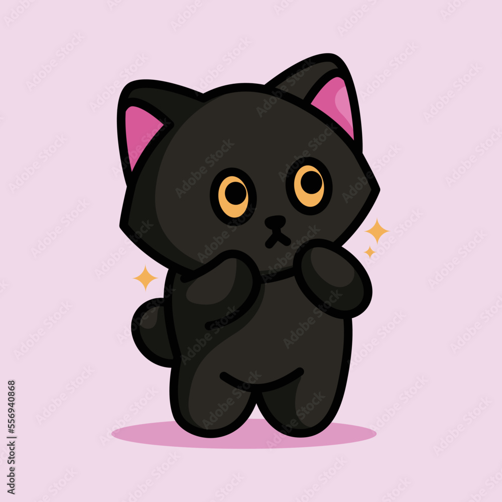 cute black cat is doing adorable pose