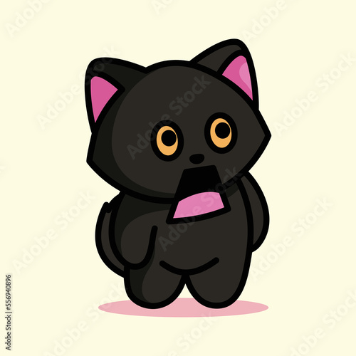 cute black cat is doing adorable pose