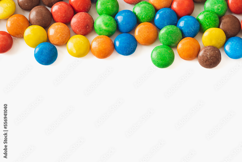 Colorful chocolate candies isolated on white background Colorful chocolate candies isolated on white background
