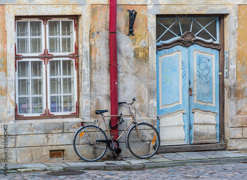 bicycle at the Tallinn old town .