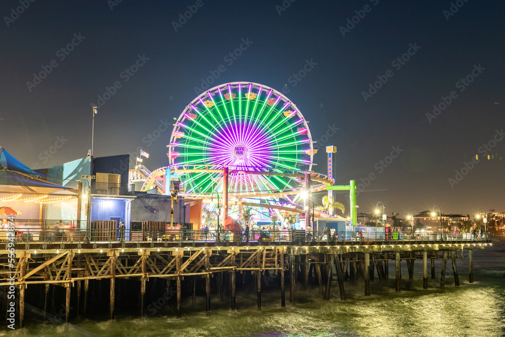 Santa Monica Pier Carousel at Night, California