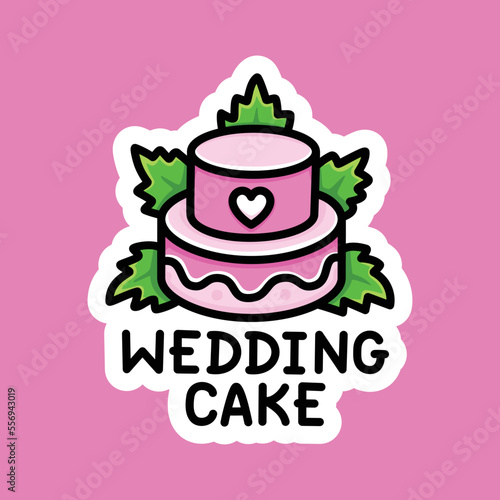 Wedding Cake Cannabis Strain Sign Marijuana Package Sticker or T-shirt Design in Cartoon Graffiti Style Illustration.