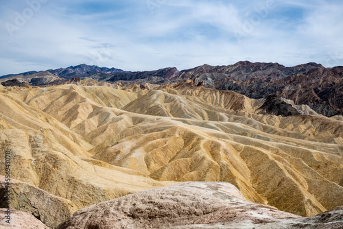 Zabriskie Point. It is a part of the Amargosa Range located east of Death Valley in Death Valley National Park in California, United States, noted for its erosional landscape. USA