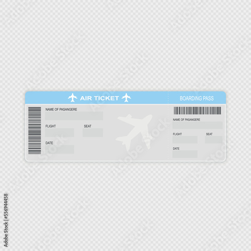 Modern airline travel boarding pass one ticket.