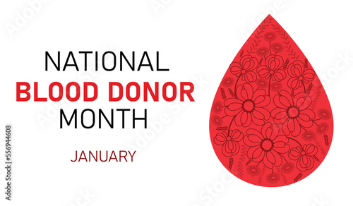 National Blood Donor Month.Vector illustration with blood drop