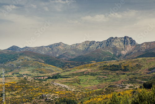 Mountain landscape photography. Route of the reservoirs in the mountains of Palencia with the Curavacas peak in the background