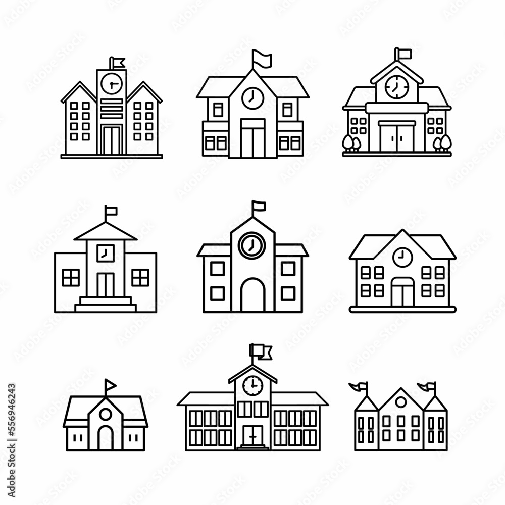 School building icon template. Stock vector illustration.