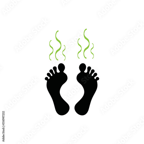 Foot Perspiration Icon, Smelly Feet Symbol, Sweaty Legs, Smell Human Bare Foot Prints, Vector Illustration