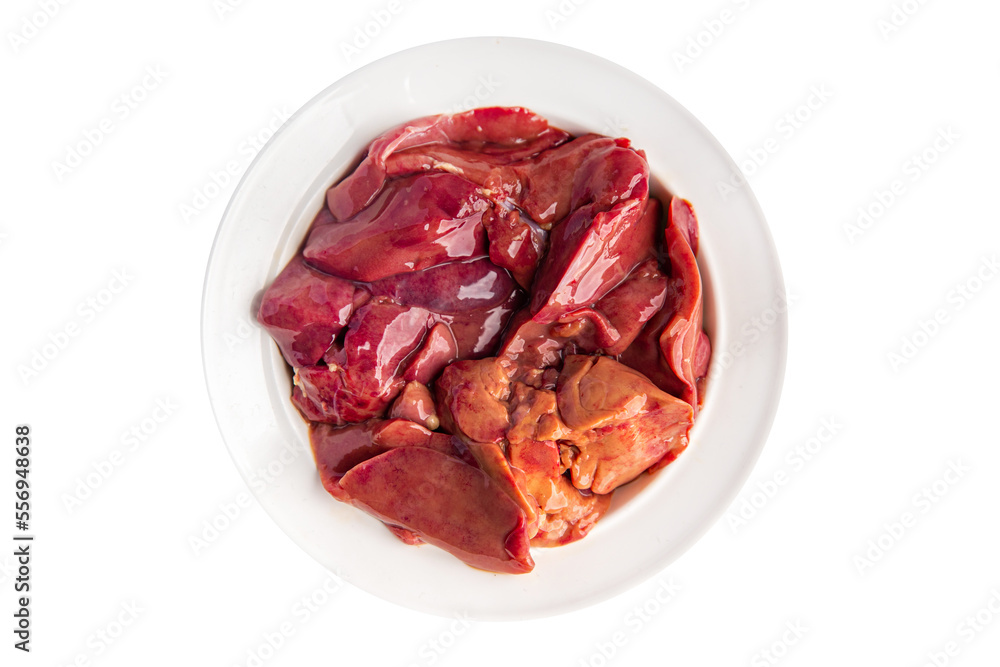 fresh chicken liver raw offal meal food snack on the table copy space food background rustic top view
