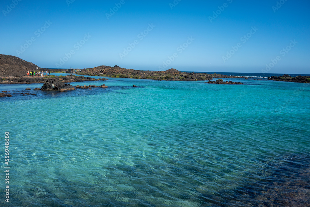 Blue lagoon in islas Canarias in Spain - Isla Lobos